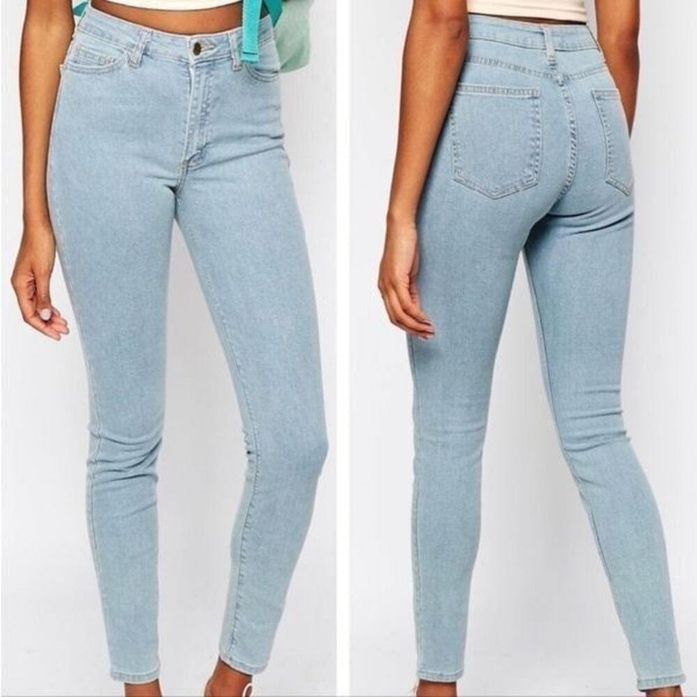AMERICAN APPAREL AA Higher Waisted The Pencil Skinny Jeans Light Wash NWT Sz 24